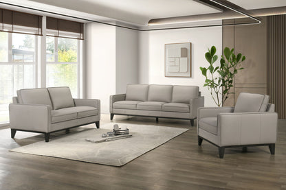 Aaron - Leather Ottoman - Mist Gray