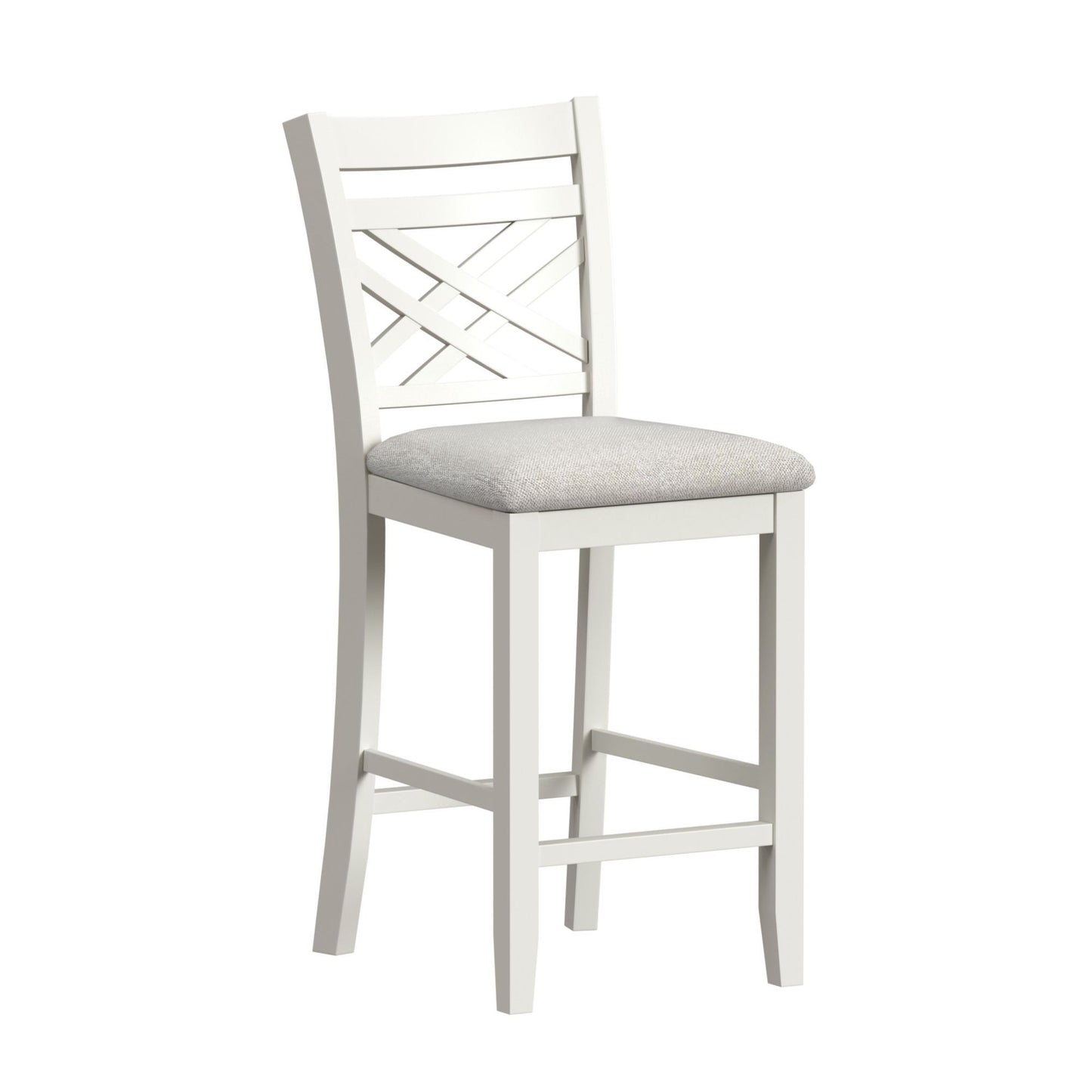 Brooks - 5 Piece Counter Set With Table And 4 Upholstery Seat & Wood Back Chairs - Medium Brown & White