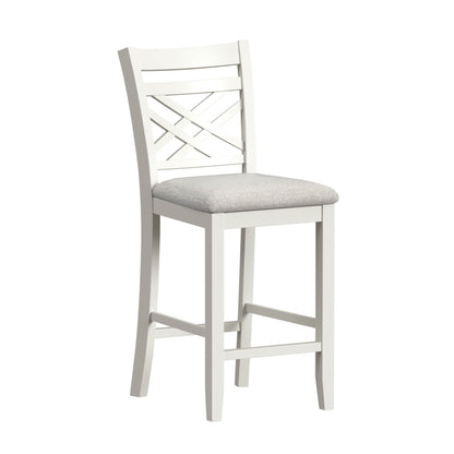 Brooks - 5 Piece Counter Set With Table And 4 Upholstery Seat & Wood Back Chairs - Medium Brown & White