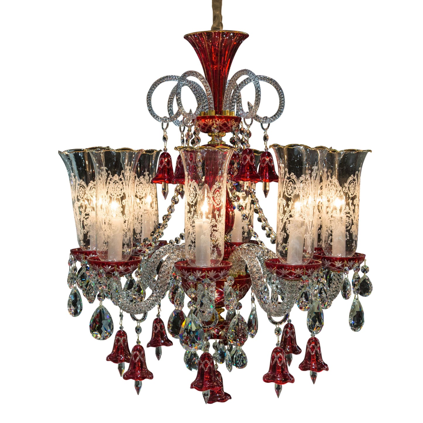 Michael Amini Lighting - Winter Palace 8-Light Traditional Crystal Chandelier - Ruby Red / Pearl Silver