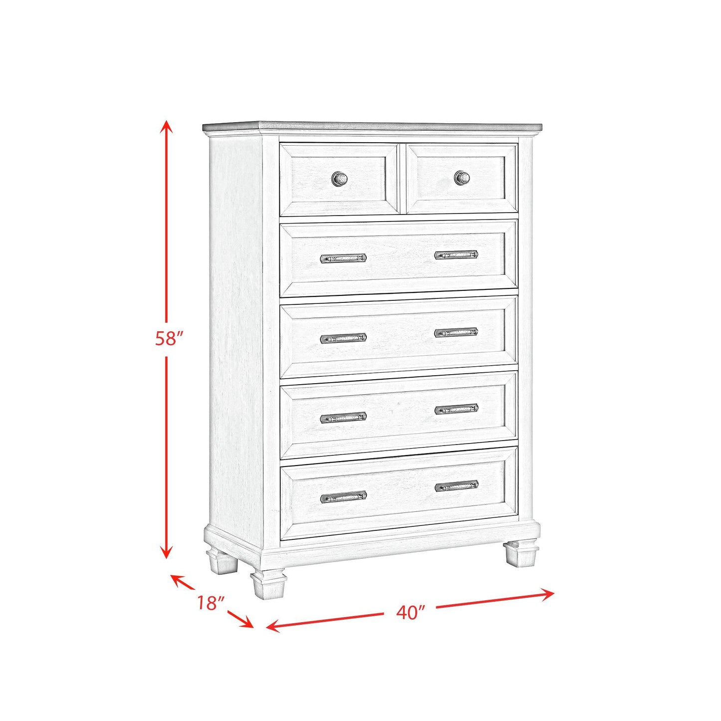 Farmington - 5 Drawer Chest - Medium Brown / Washed Stone