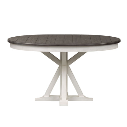 Allyson Park - Single Pedestal Table Top - Wirebrushed White / Charcoal