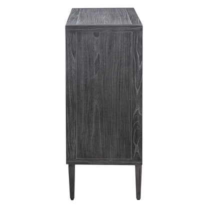 Laurentia - 2 Door Accent Cabinet - Black & Pearl Silver