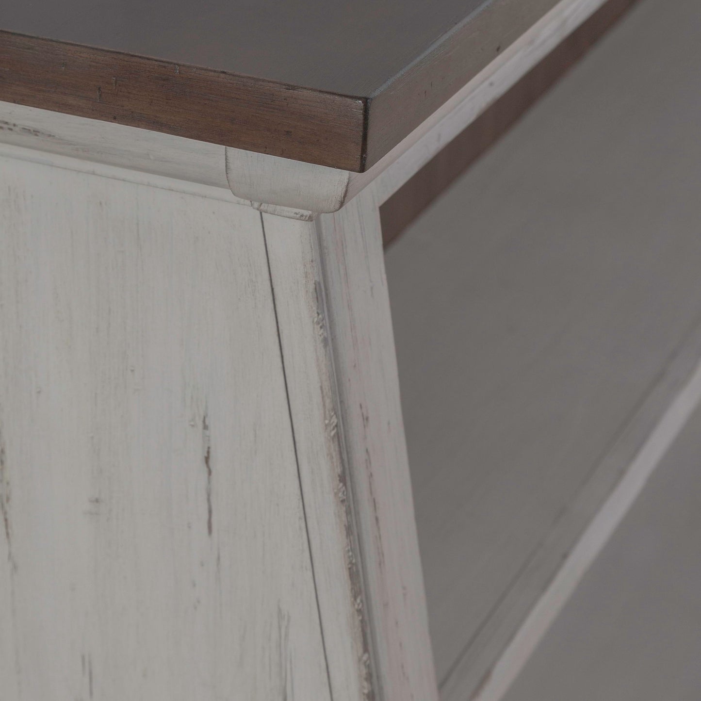 River Place - Angled Server Hutch - Riverstone White & Tobacco