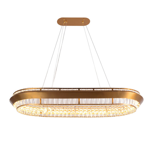 Michael Amini Lighting - Base Camp Oval Crystal LED Chandelier - Gold