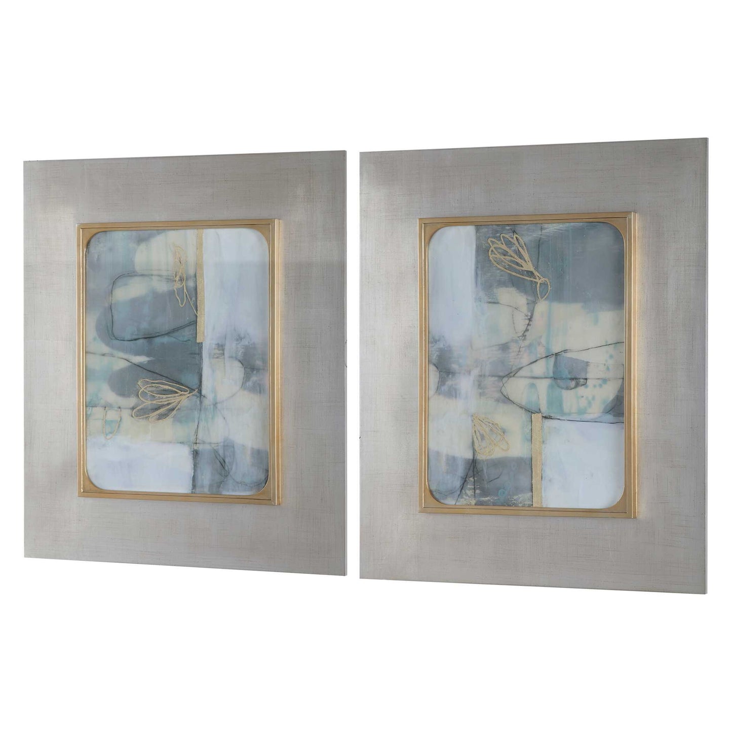 Gilded Whimsy - Abstract Prints (Set of 2) - Dark Gray