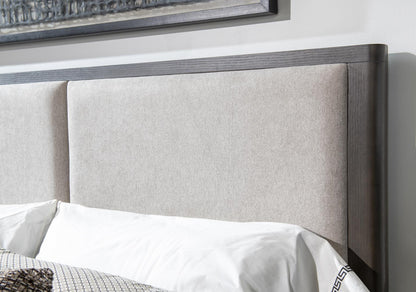 Horizons - Complete Upholstered Panel Bed - Deep Sable