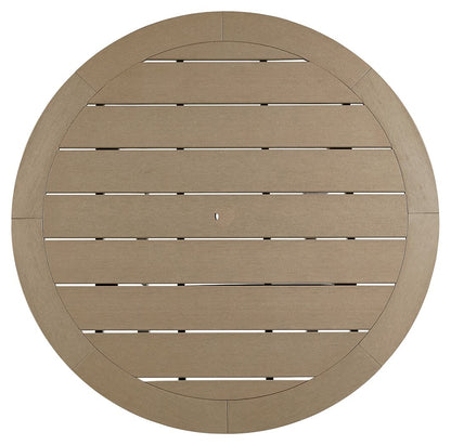Fairen Trail - Round Bar Table w/Umb OPT - Black / Driftwood