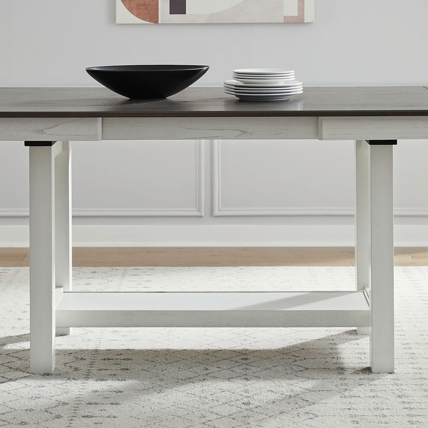 Brook Bay - Gathering Trestle Table Base - Textured White / Carbon Gray