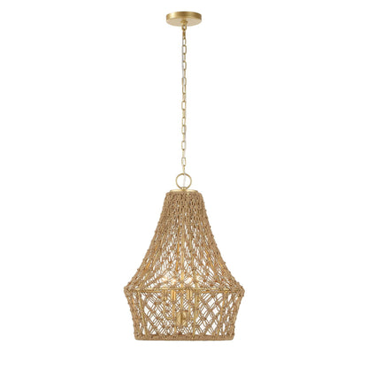 Macrame - 4 Light Rope Pendant - Light Brown