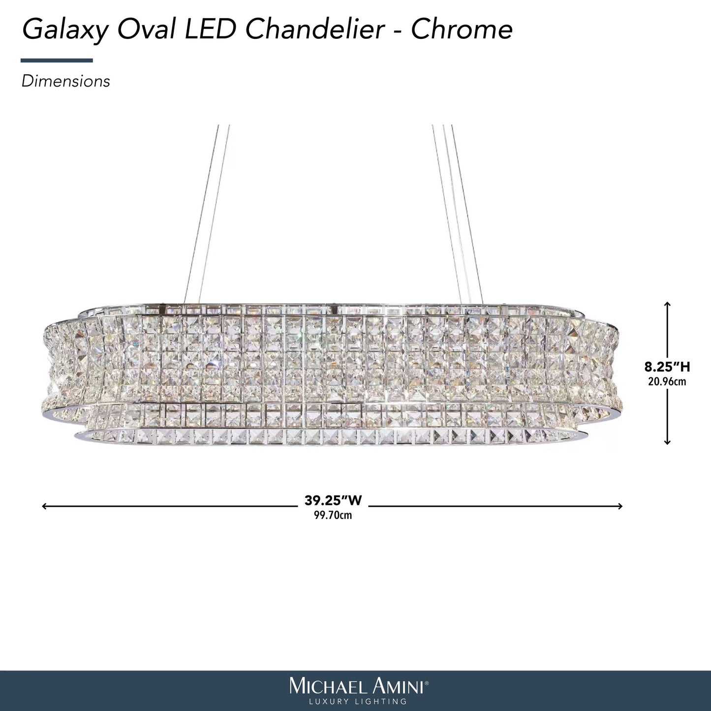 Michael Amini Lighting - Galaxy Oval LED Crystal Chandelier - Chrome