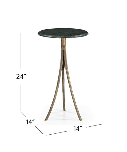 Milo - Accent Table - Antique Brass / Green Marble