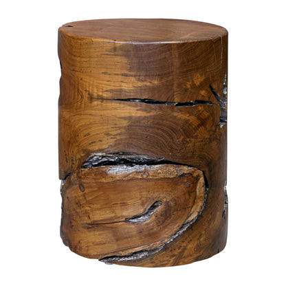 Rafe - Wooden Accent Stool - Silver / Woodtone