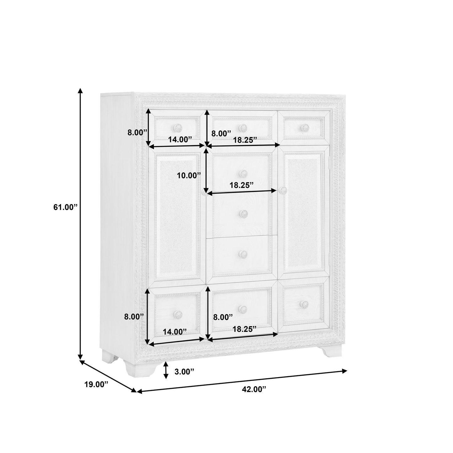 Camila - 9 Drawer Door Chest - Cream