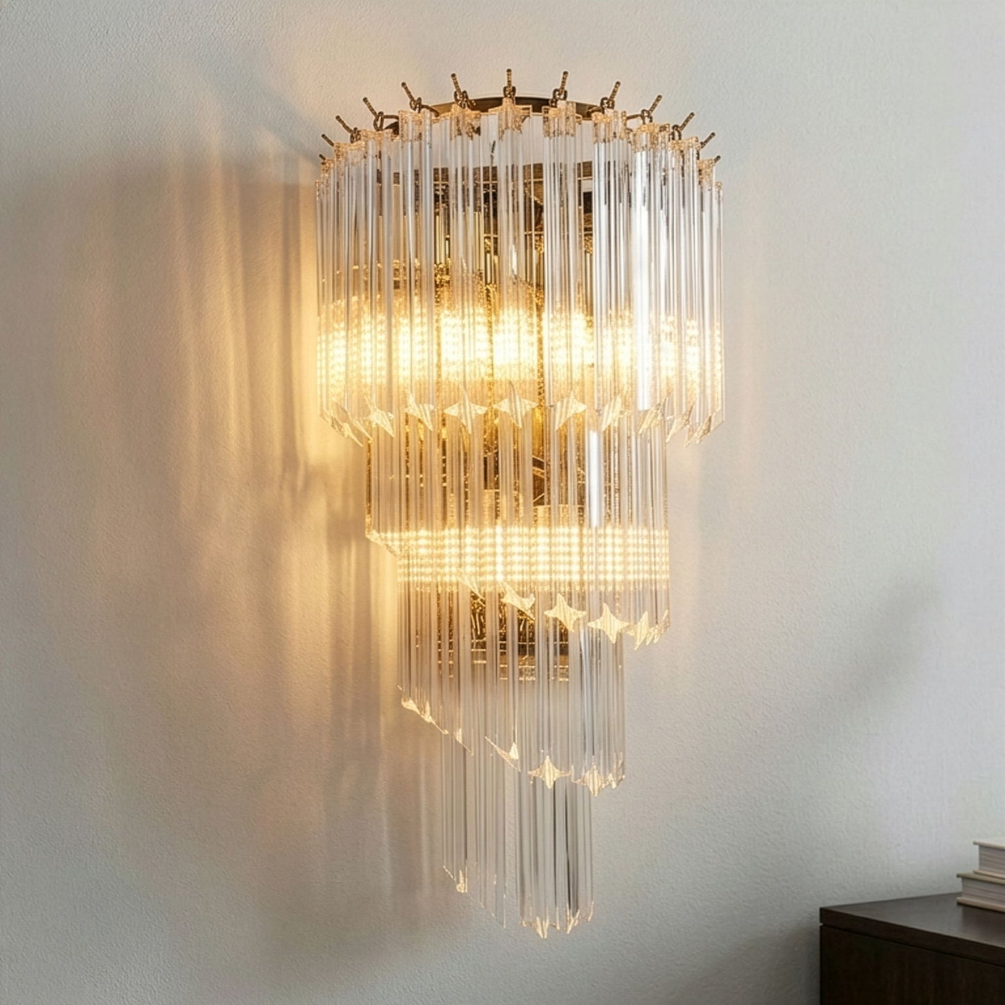Michael Amini Lighting - Spiral 5-Light 25" Crystal Wall Sconce - Gold / Brown