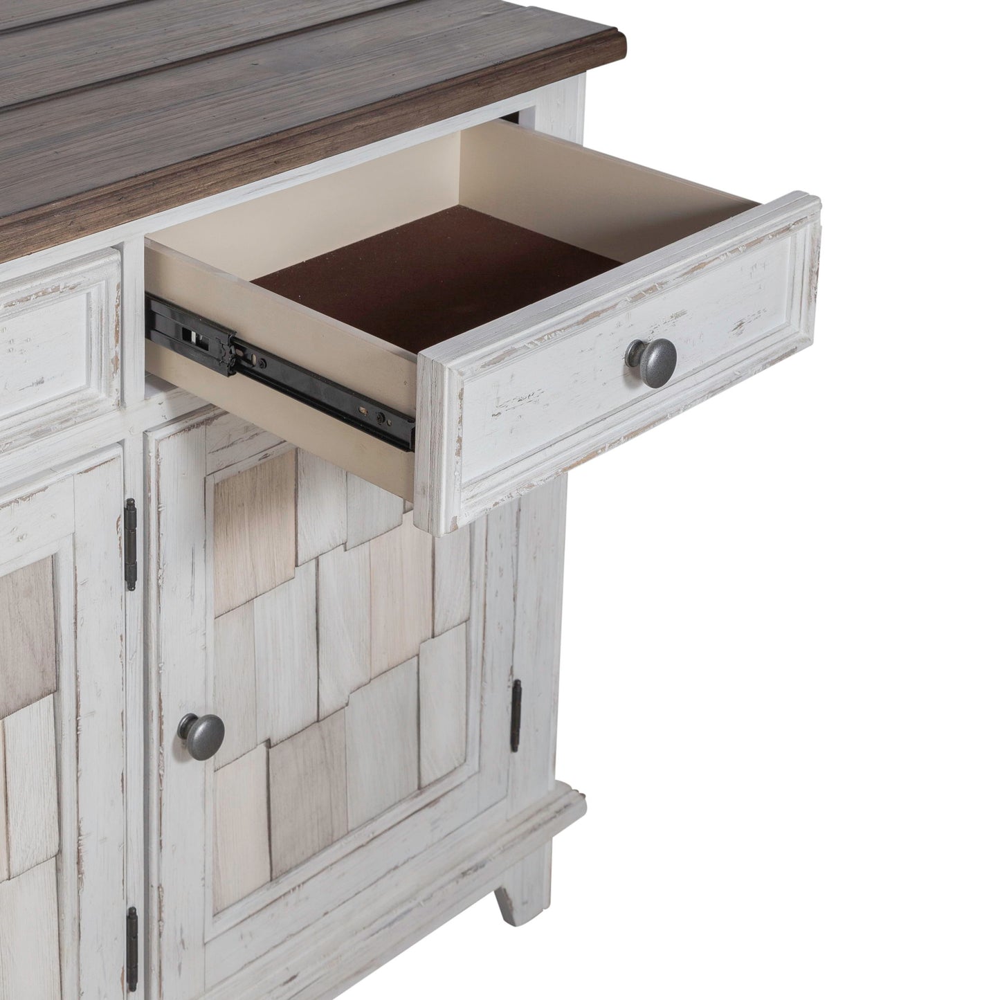 River Place - Accent Server - Riverstone White & Tobacco