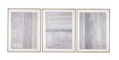 Razi Framed Canvas (Set of 3) - Gray