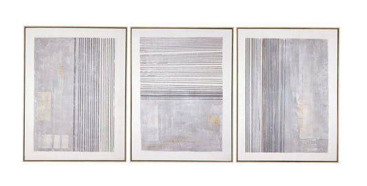 Razi Framed Canvas (Set of 3) - Gray