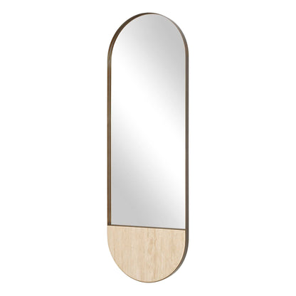 Russo - Travertine Tall Oval Mirror - Bronze / Brown / Gold