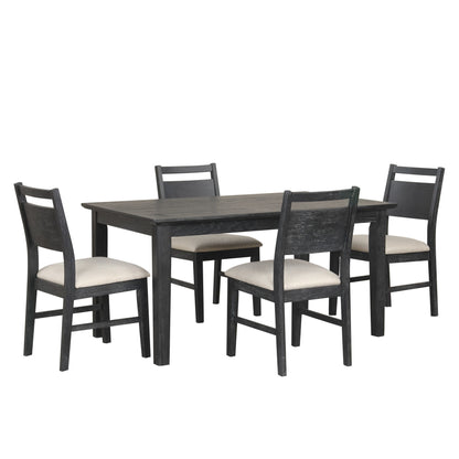 Sable Crest - 5 Piece Set (Rectangle Dining Table & 4 Chairs) - Black