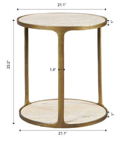 Clench - Brass Side Table - Beige