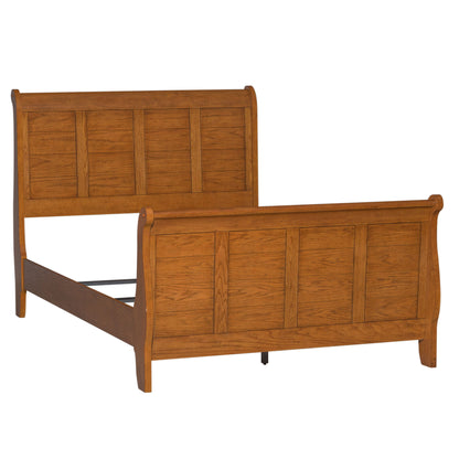 Grandpas Cabin - Full Sleigh Headboard & Footboard - Aged Oak