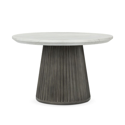 Caspia - 47" Outdoor Round Dining Table - Snowdrift White / Black
