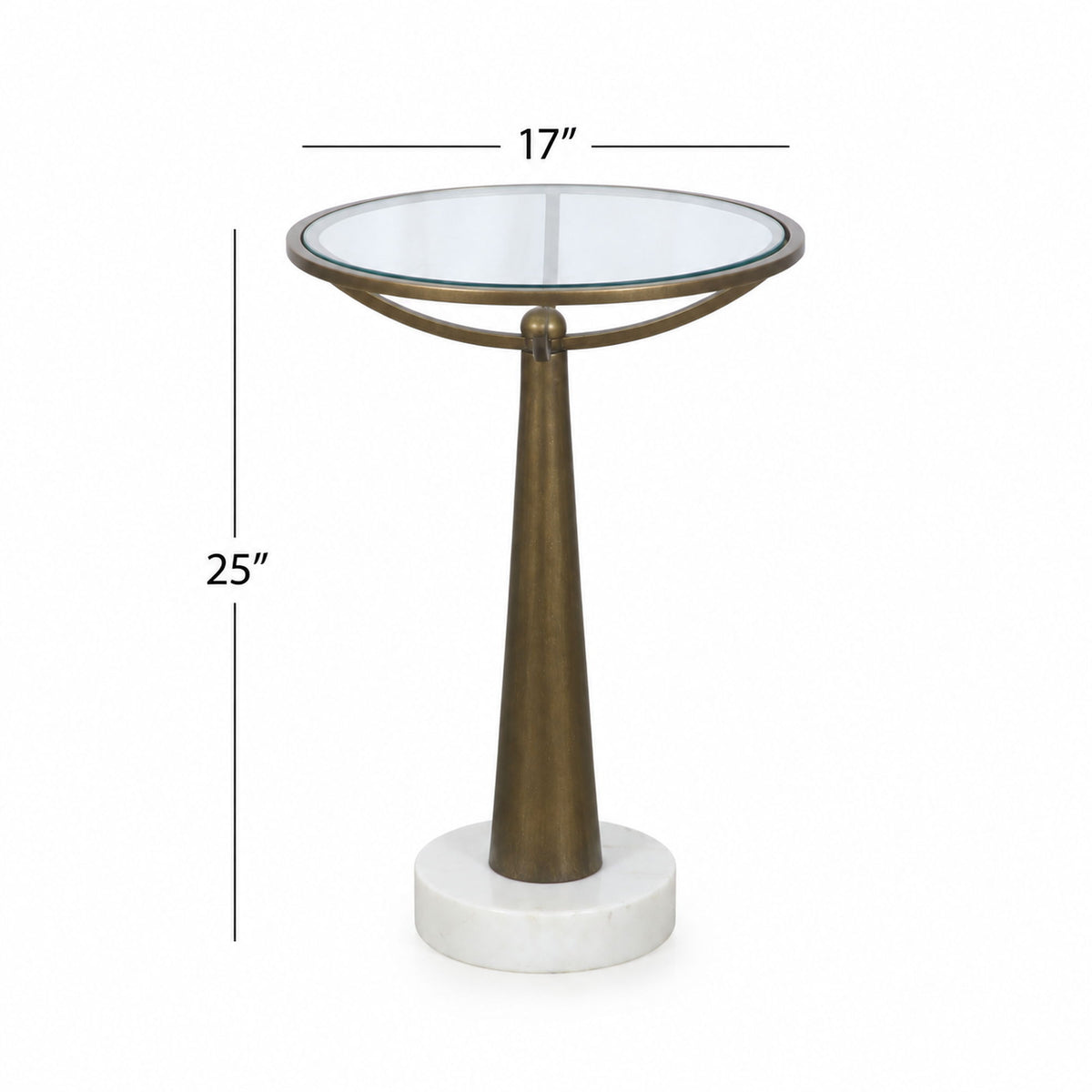 Delgado - Accent Table - Antique Brass / White Marble