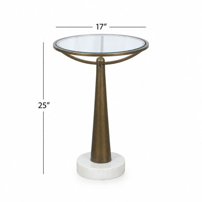 Delgado - Accent Table - Antique Brass / White Marble