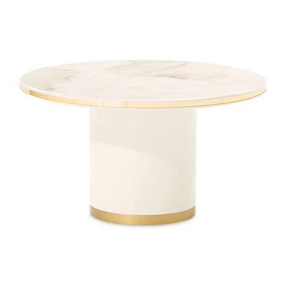 Gineverra - Round Cocktail Table - Ivory Gold