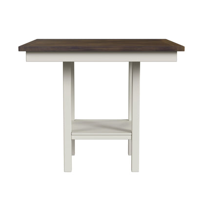 Brooks - 5 Piece Counter Set With Table And 4 Upholstery Seat & Wood Back Chairs - Medium Brown & White