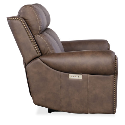 MS - Duncan Power Loveseat With Power Headrest & Lumbar - Dark Brown