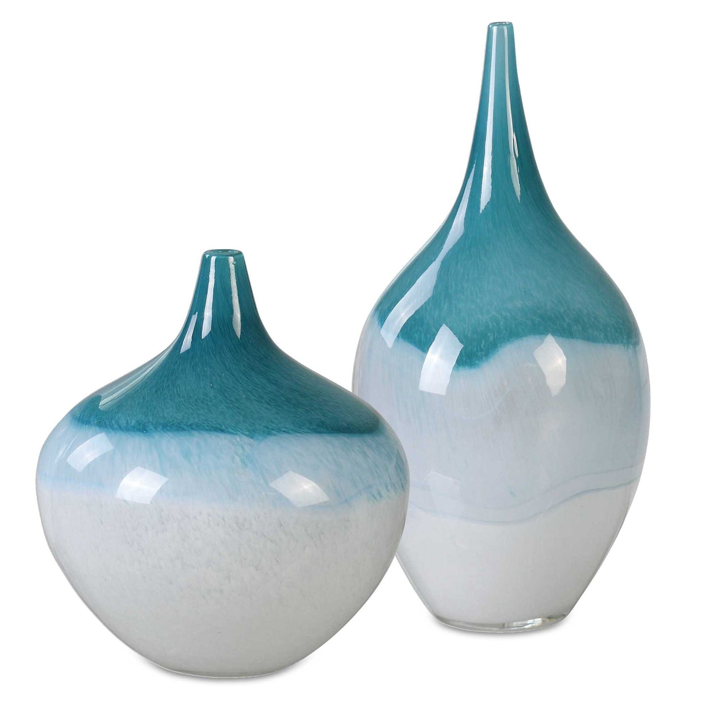 Carla - Vases (Set of 2) - White & Teal