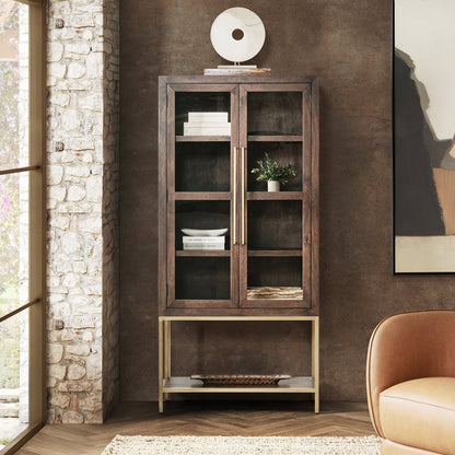 Freemont - Solid Wood Tall Cabinet - Kona Brown