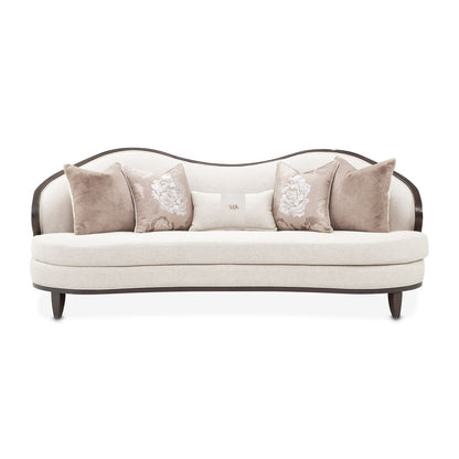 Camellia Field - Chenille Sofa - Beige / Dark Brown