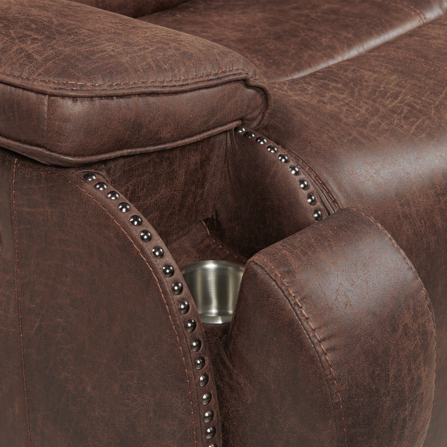 Atlantis - Power Motion Sofa With Power Motion Head Recliner - Heritage Brown