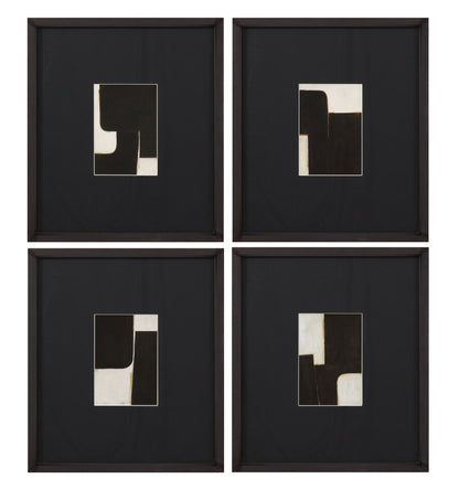 Desert Fragments Framed Print (Set of 4) - Black, White