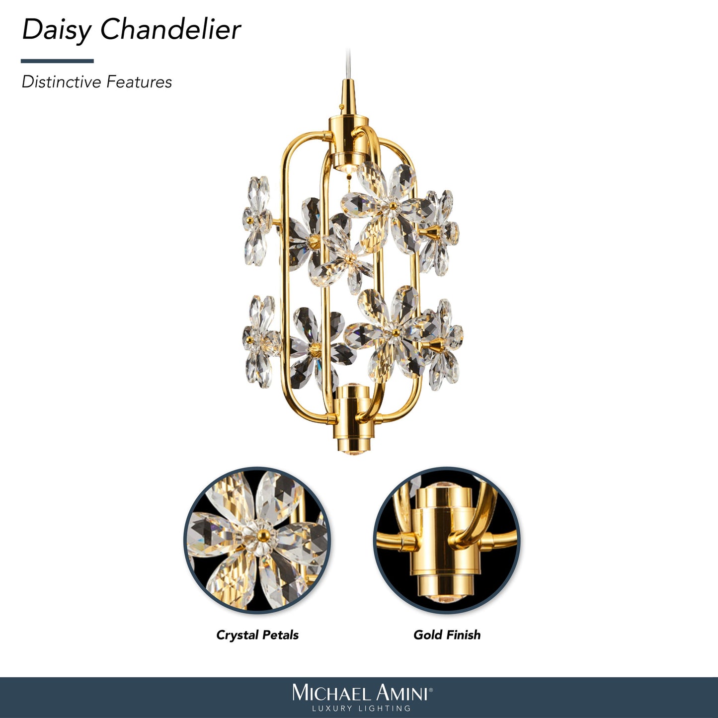 Michael Amini Lighting - Daisy 20" Crystal LED Chandelier - Gold