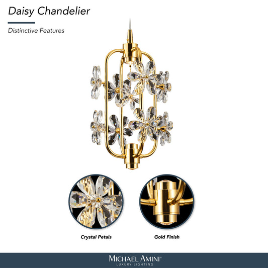 Michael Amini Lighting - Daisy 20" Crystal LED Chandelier - Gold