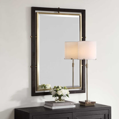 Bach - Rectangle Mirror - Walnut & Brass
