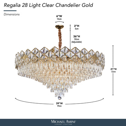 Michael Amini Lighting - Regalia 28-Light Crystal Chandelier - Gold