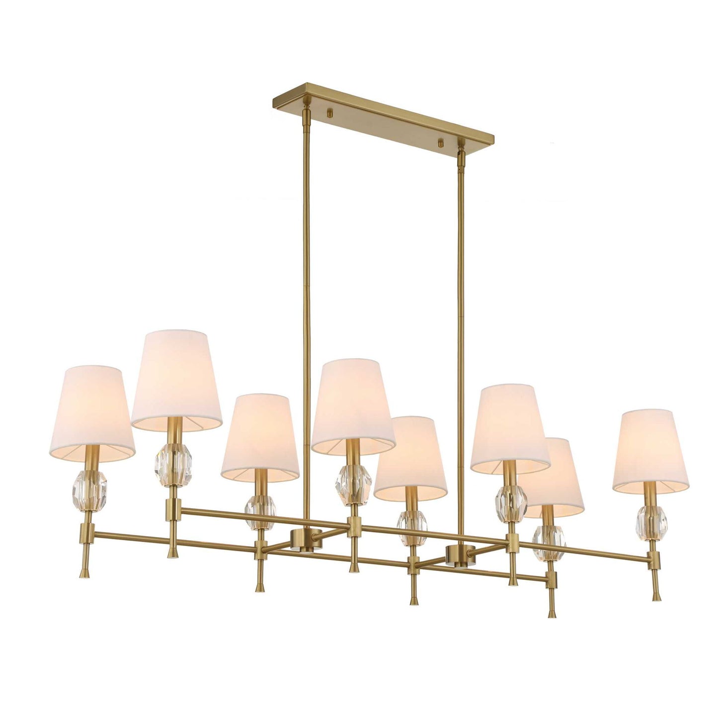 Arques - 8 Light Linear Chandelier - White / Gold
