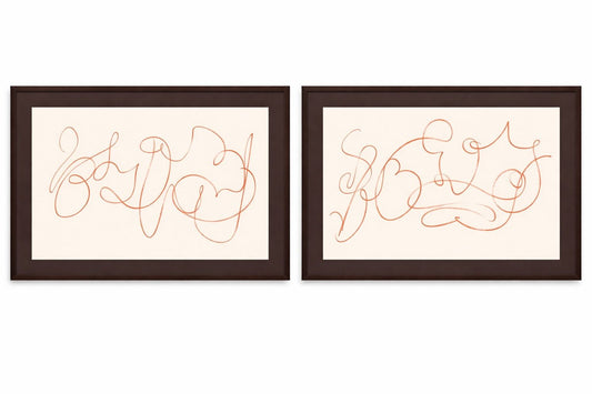 Meandering Lines Framed Print (Set of 2) - Cream