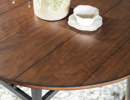 Fenmore - Complete Round Dining Table - Mocha And Distressed Cherry