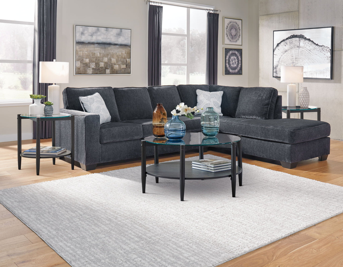 Altari - Right Arm Facing Corner Chaise With Sleeper 2 Pc Sectional - Slate