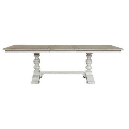 Whitney - Trestle Table Base - Antique Linen / Weathered Gray