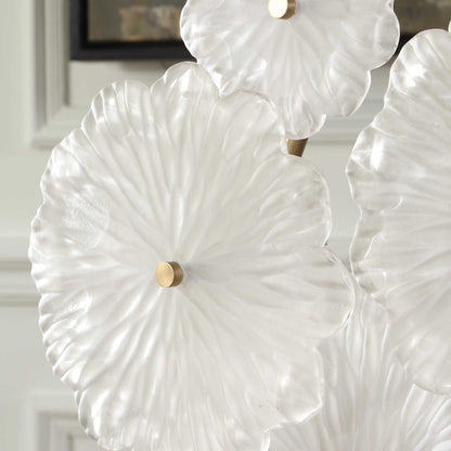 Glass - Garden Table Sculpture - Gold / White