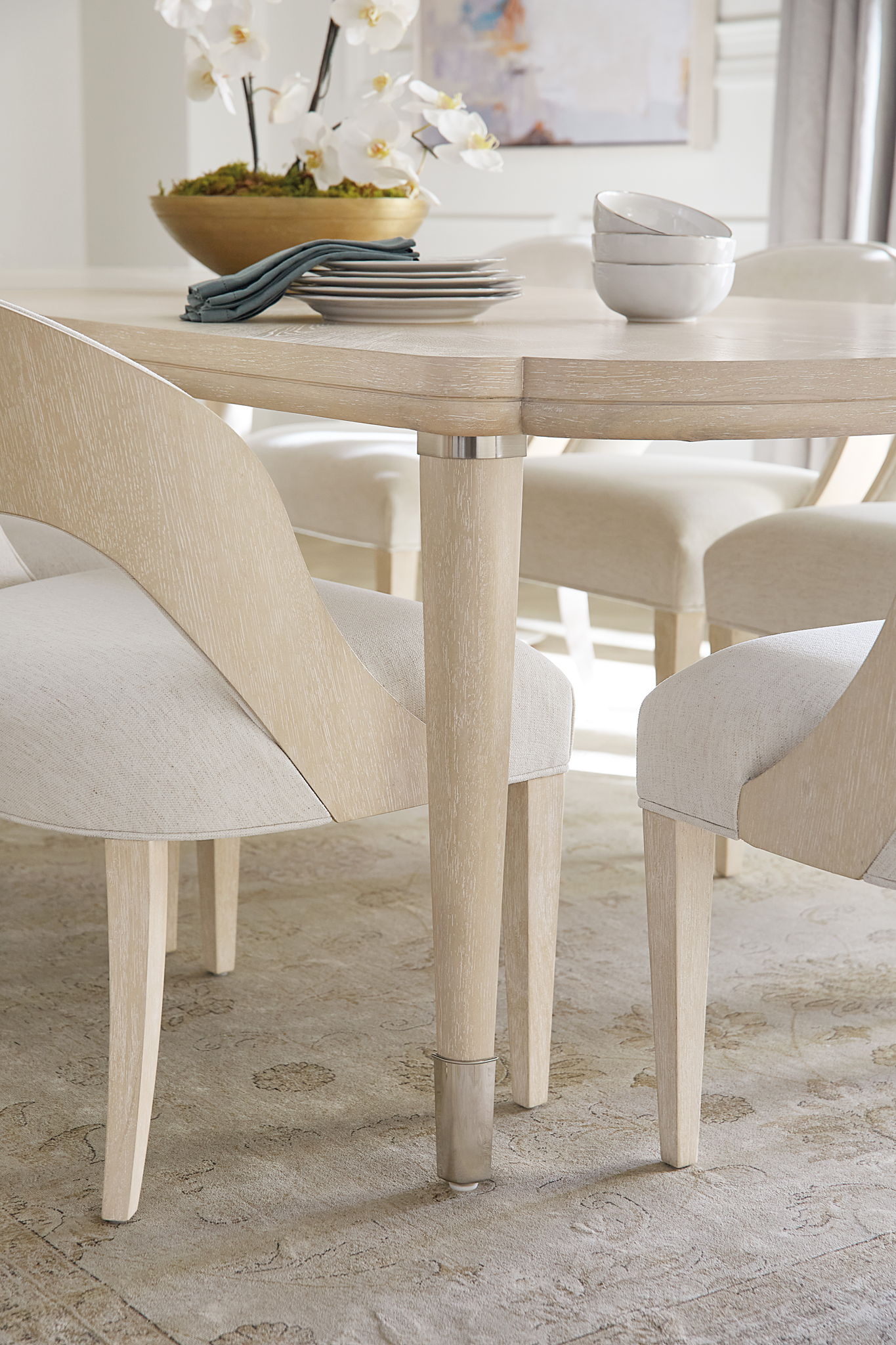 Nouveau Chic - Rectangle Dining Table With 1-22" Leaf - Light Brown