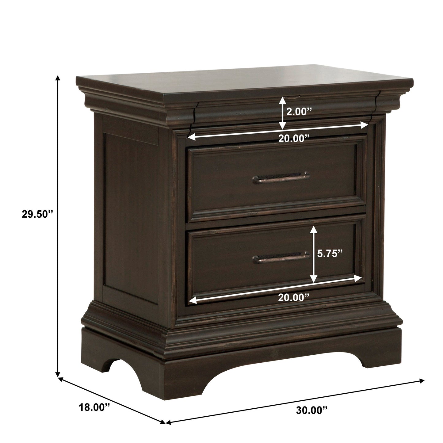 Caldwell - 2 Drawer Nightstand - Dark Wood