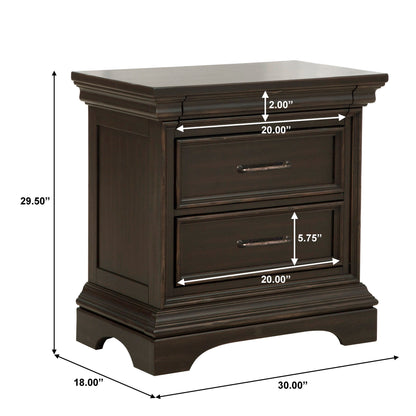 Caldwell - 2 Drawer Nightstand - Dark Wood